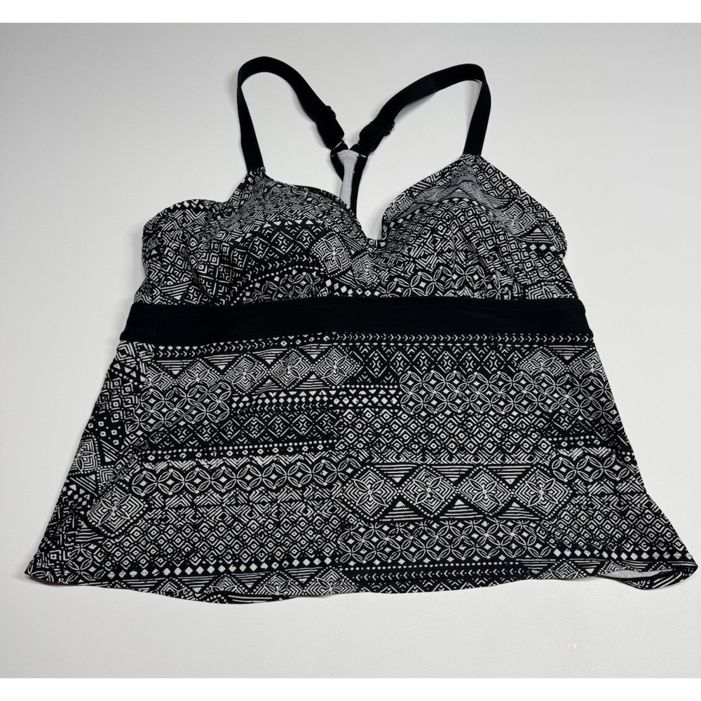 WOMEN'S KONA SOL BLACK & WHITE TANKINI RACERBACK‎ SWIM TOP SIZE 18W